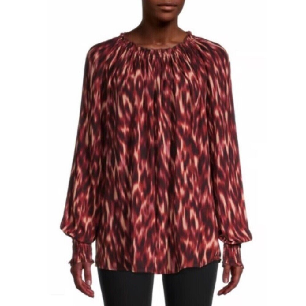 Beachlunchlounge Womens Blouse Size‎ Large Balloon Sleeve Scoop Neck